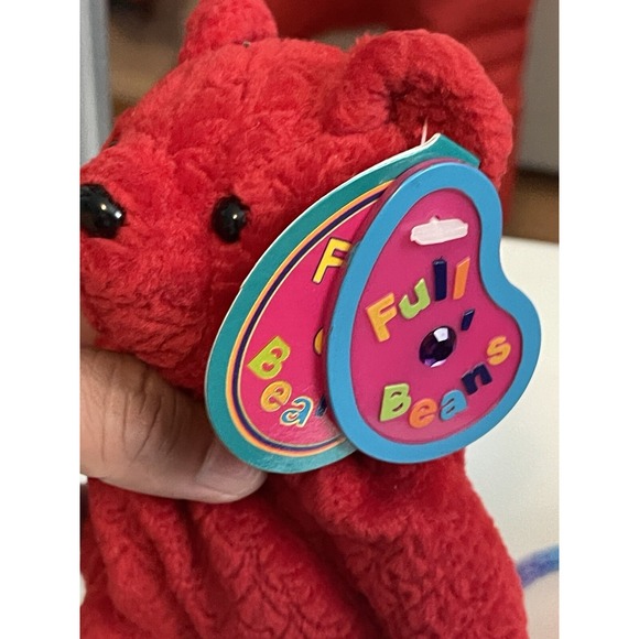 Vtg Rainbow Neon‎ Tie Dye Elephant Plush 7" Stuffed Animal And Red Bear - Picture 7 of 9